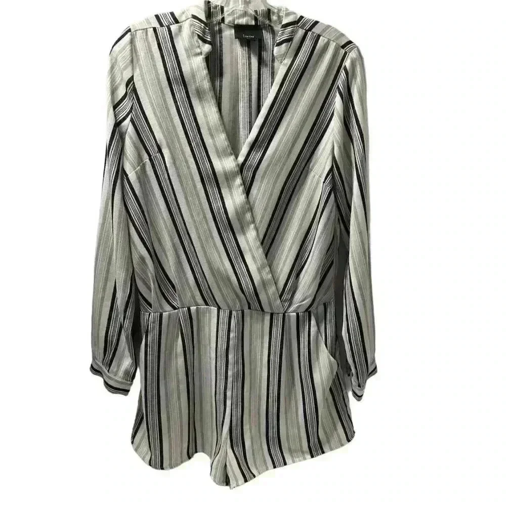 Lumiere Romper Gray Black & White Striped Size Medium